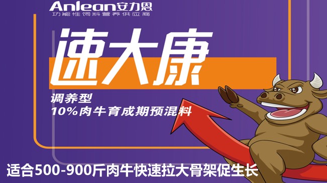 安力恩——速達(dá)康調(diào)養(yǎng)型10%肉牛育成期預(yù)混料-適合500-900斤肉?？焖倮蠊羌艽偕L(zhǎng)