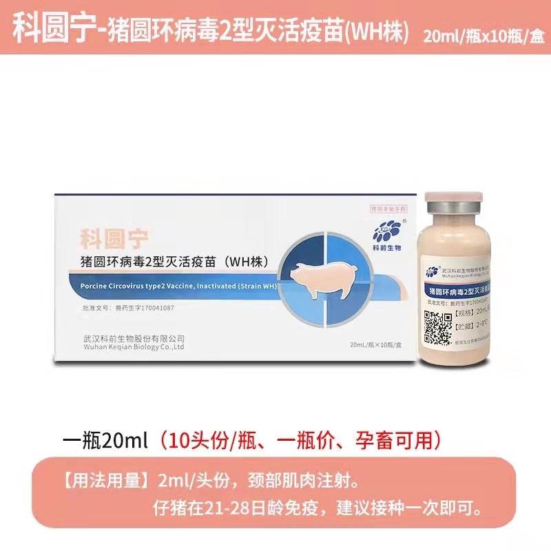 科圓寧---豬圓環(huán)病毒2型滅活疫苗（WH株）可防可控母豬產(chǎn)弱仔、仔豬生長緩慢